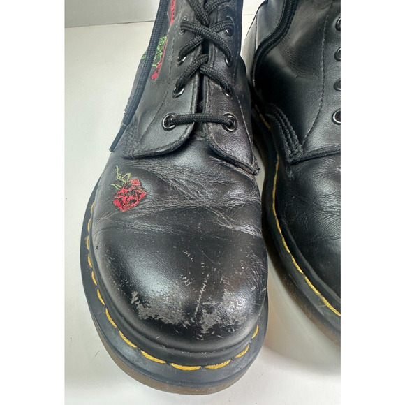 *Flawed Doc Dr. Marten 1914 Vonda Leather Lace up Embroidered Rose Boots US 10 - Picture 3 of 15